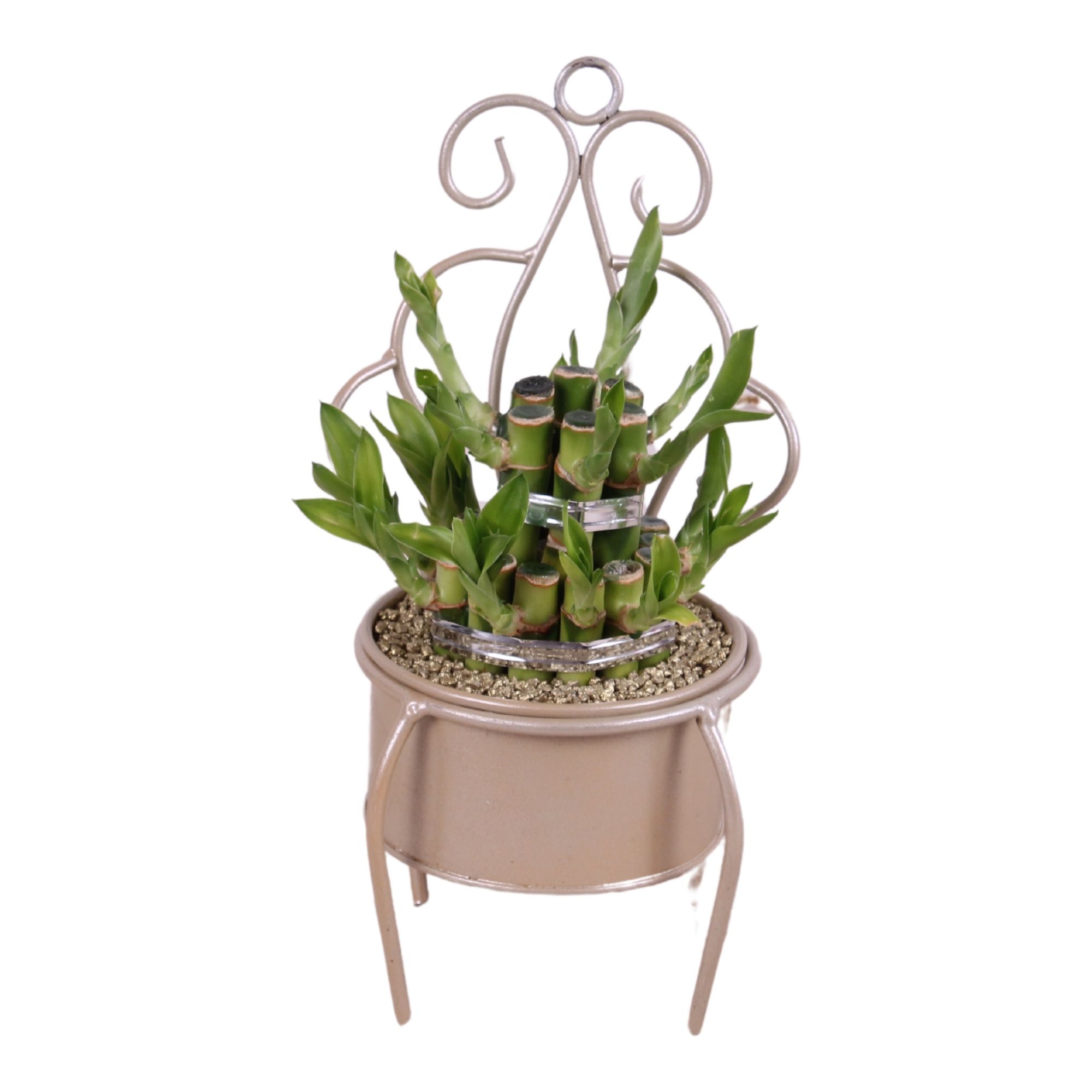 Lucky Bamboo Round 2Small in ø12cm Metal Gold Seat Frame, D 12