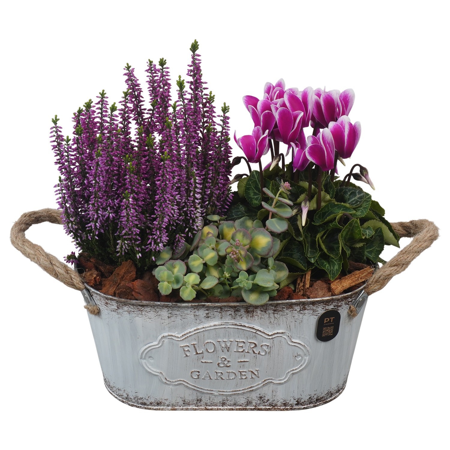 PTHO7597 Arrangement Autumn Outdoor in metalen pot ovaal, D 24