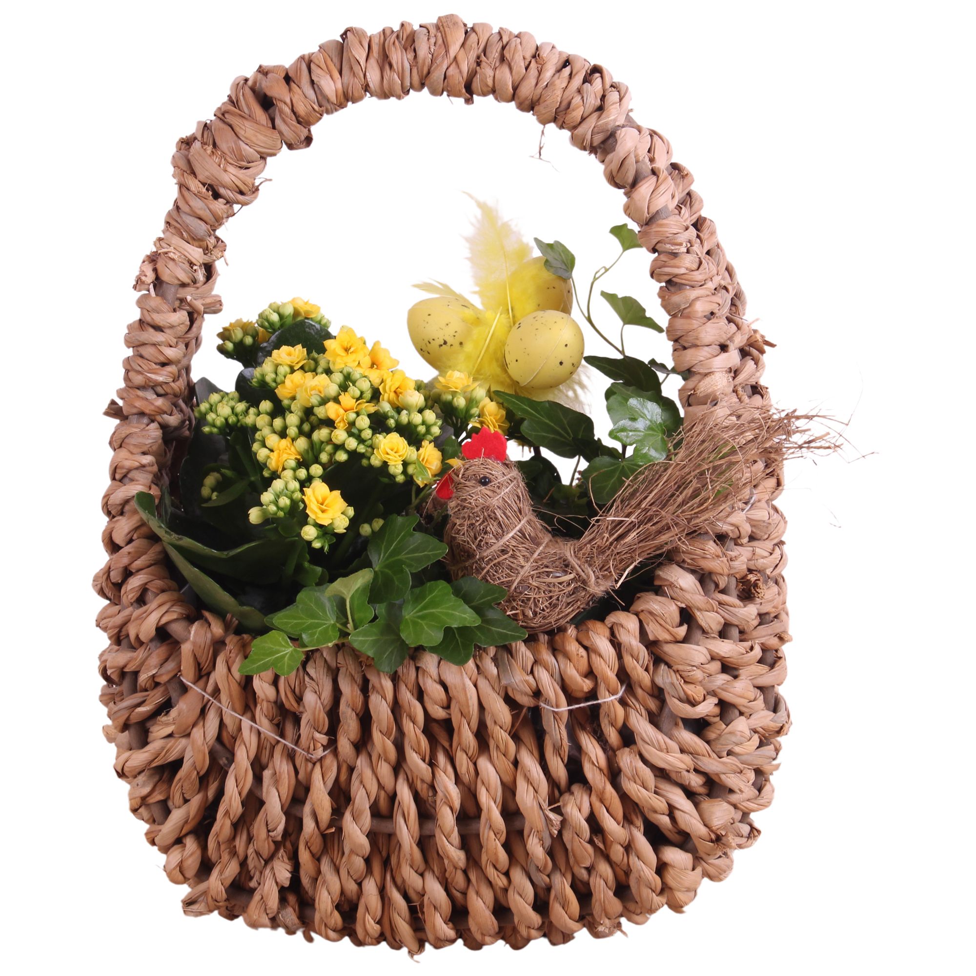 Easter Arr. Indoor Willow Egg Shaped Handle Basket Ø23cm 2PP, D 23