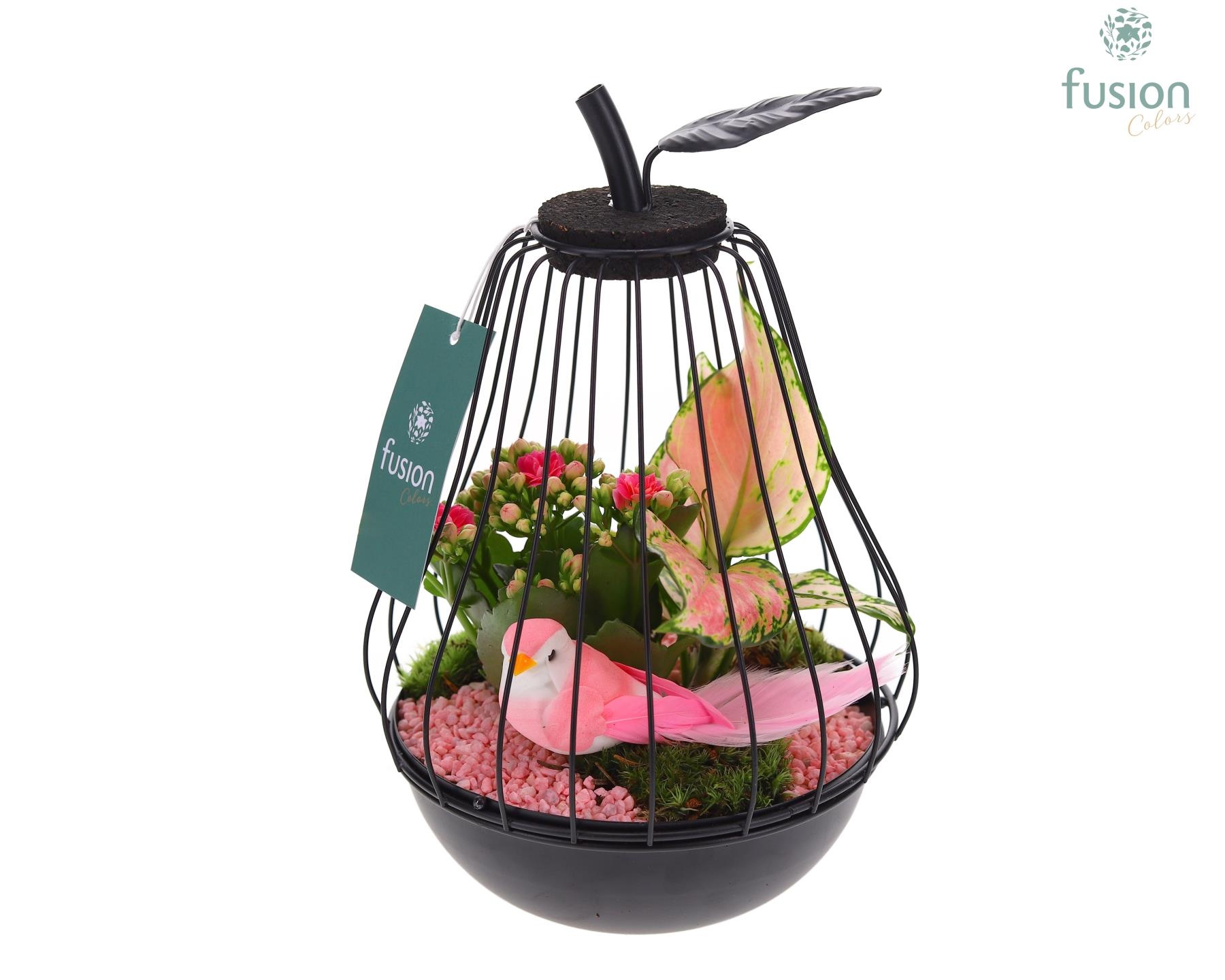 Peer metaal zwart Small met arrangement, D 17