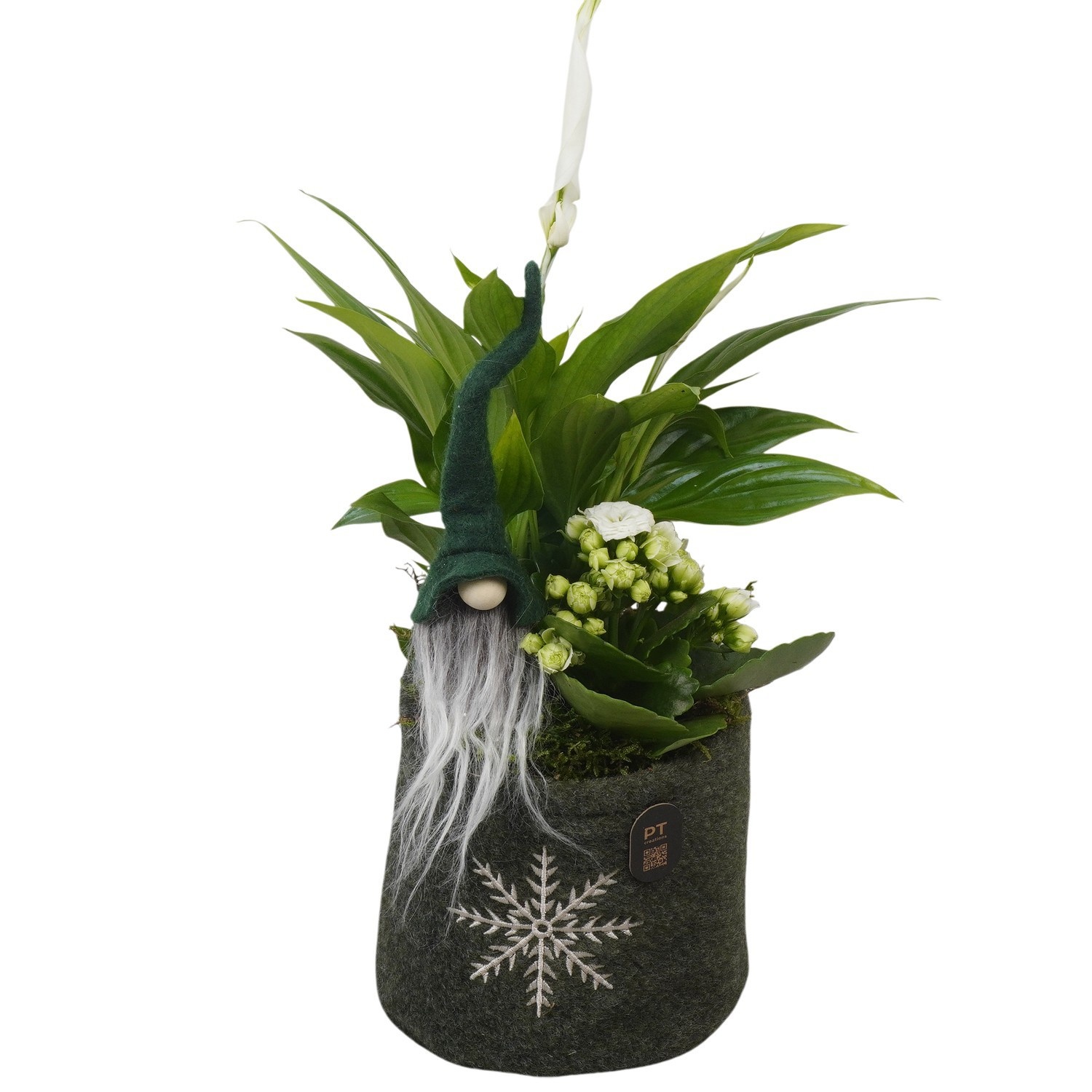 PTCHGR1940 Arrangement Christmas Green in stoffen zak, D 13