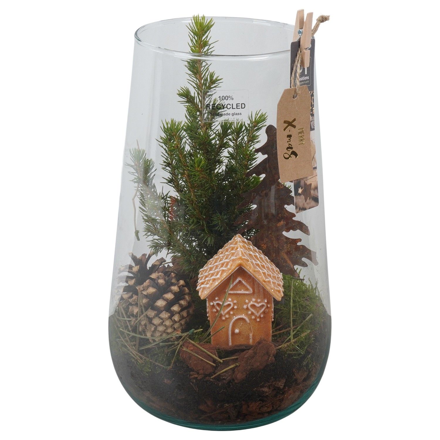 PTCWW6846 Arrangement Winter in glazen vaas, D 16 cm