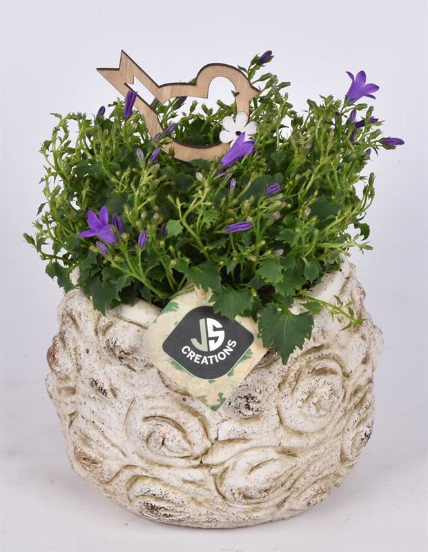 Cement pot bloemdecor 13,5cm, D 13