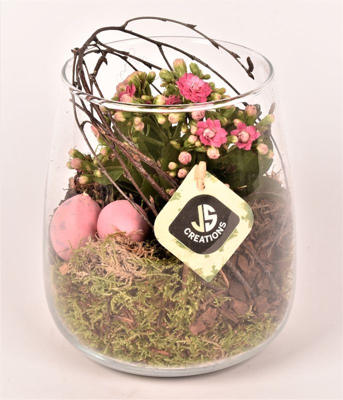 Glas vaas 14cm/ h 17cm, D 14