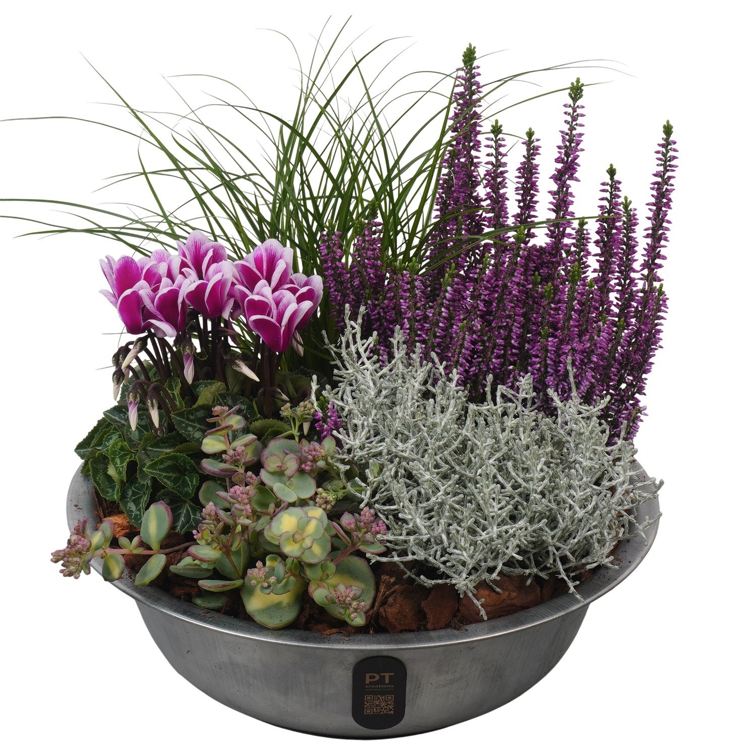 PTHO7585 Arrangement Autumn Outdoor in metalen schaal, D 29