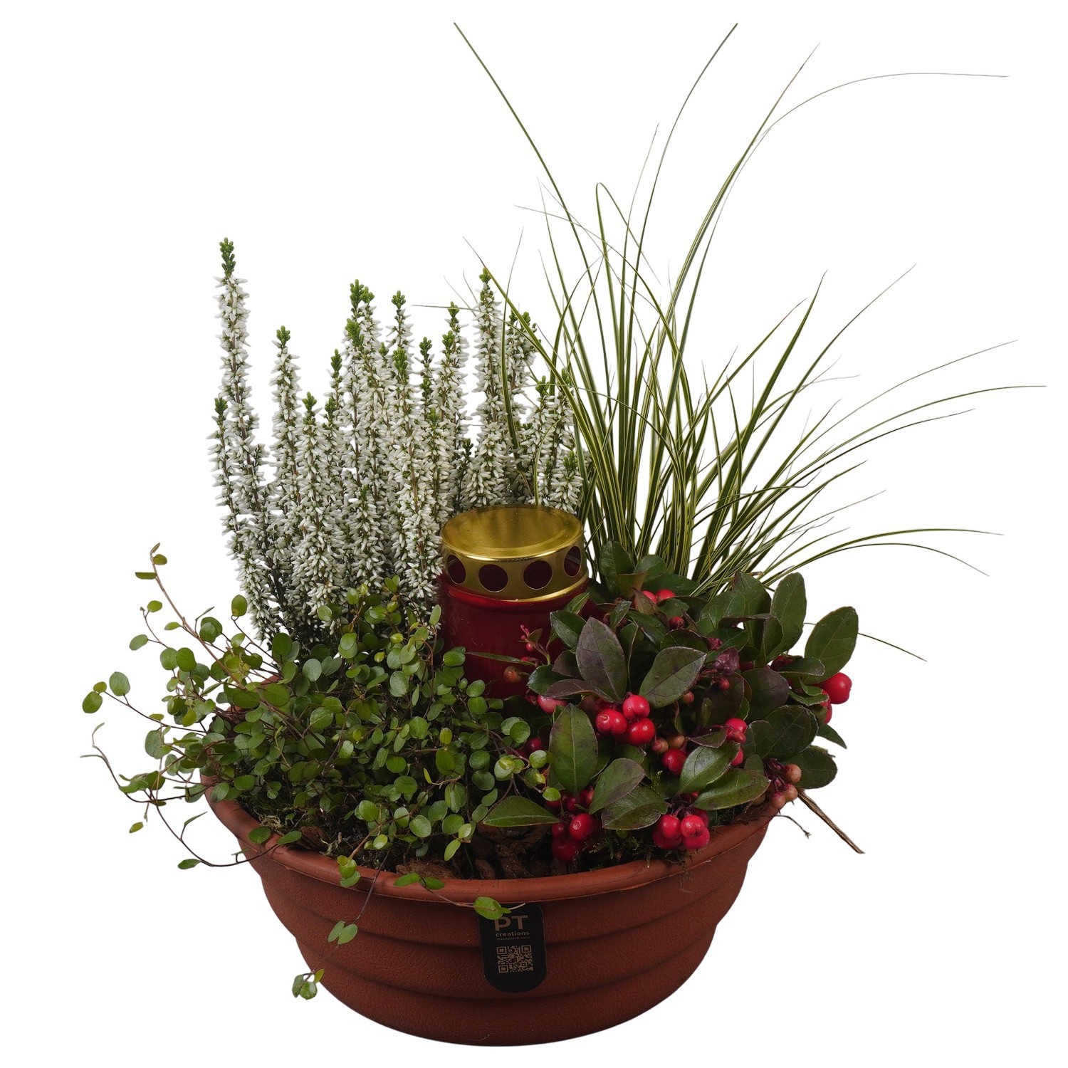 PTAH8693 Arrangement Allerheiligen in plastic schaal, D 25 cm PTAH8693 Arrangement Allerheiligen in plastic schaal, D 25 cm