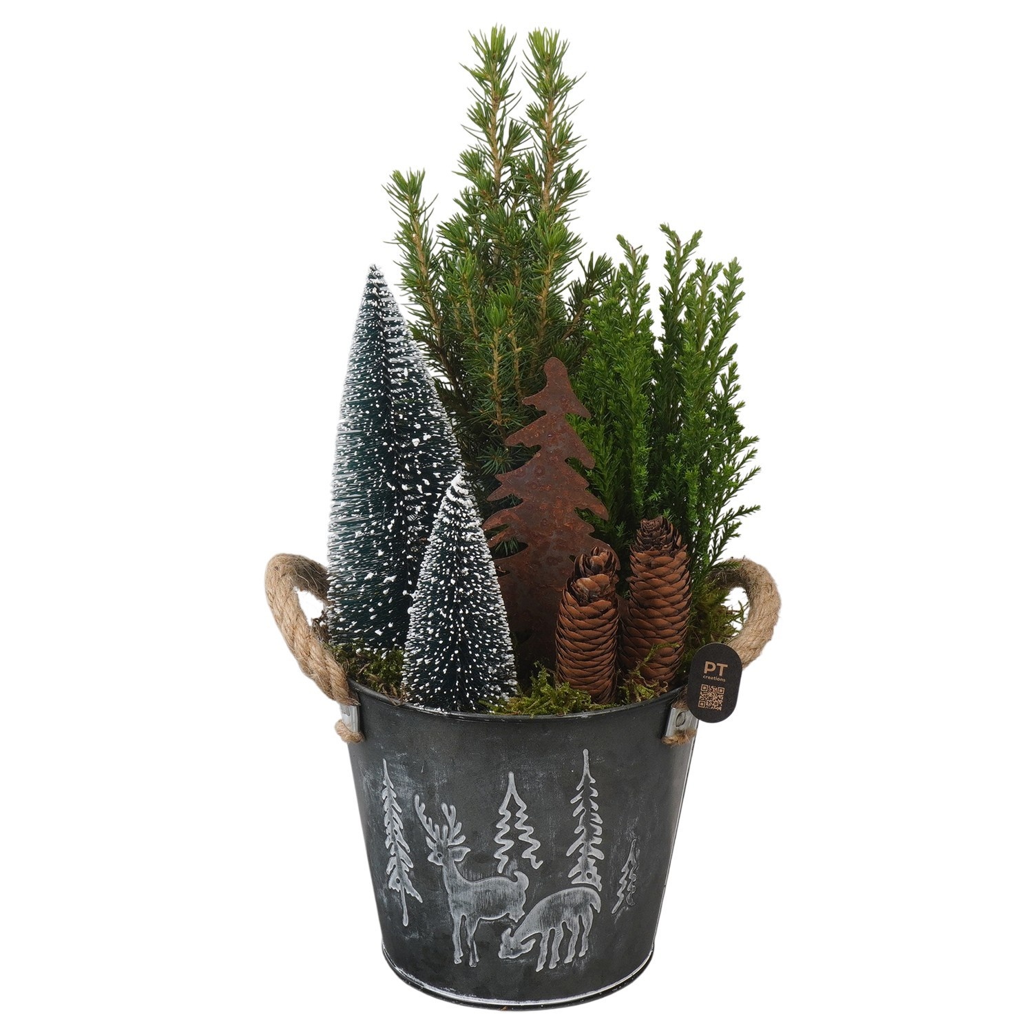 PTCWW7823 Arrangement Winter in metalen pot, D 15