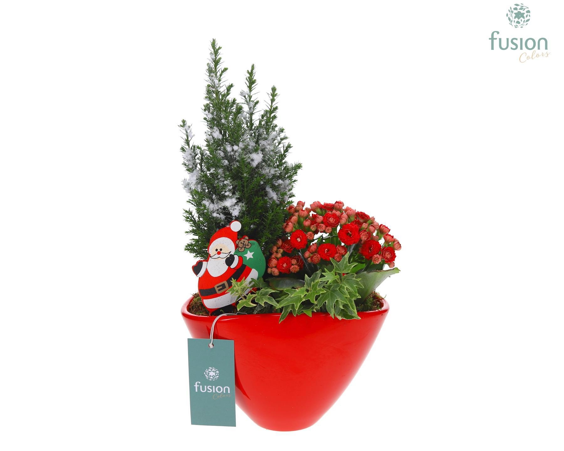 Keramiek ovaal Medium met Kerst Arrangement, D 18