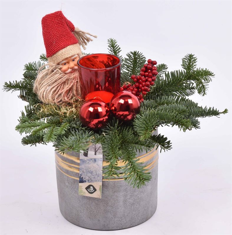 Cement sierpot met goud 14cm, D 14 cm Cement sierpot met goud 14cm, D 14 cm