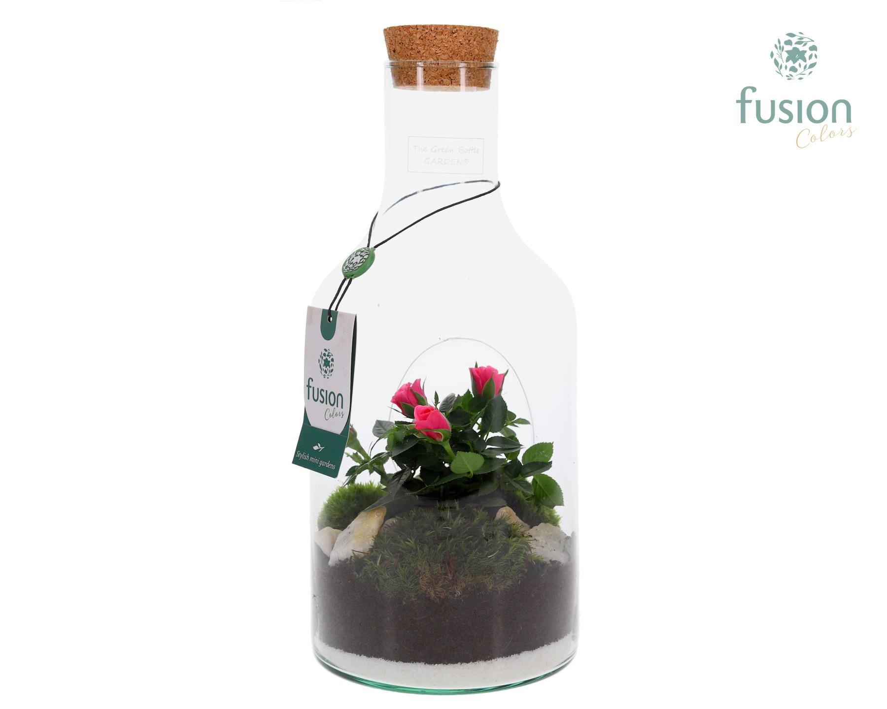 Green Bottle met Potroos, D 15 cm Green Bottle met Potroos, D 15 cm