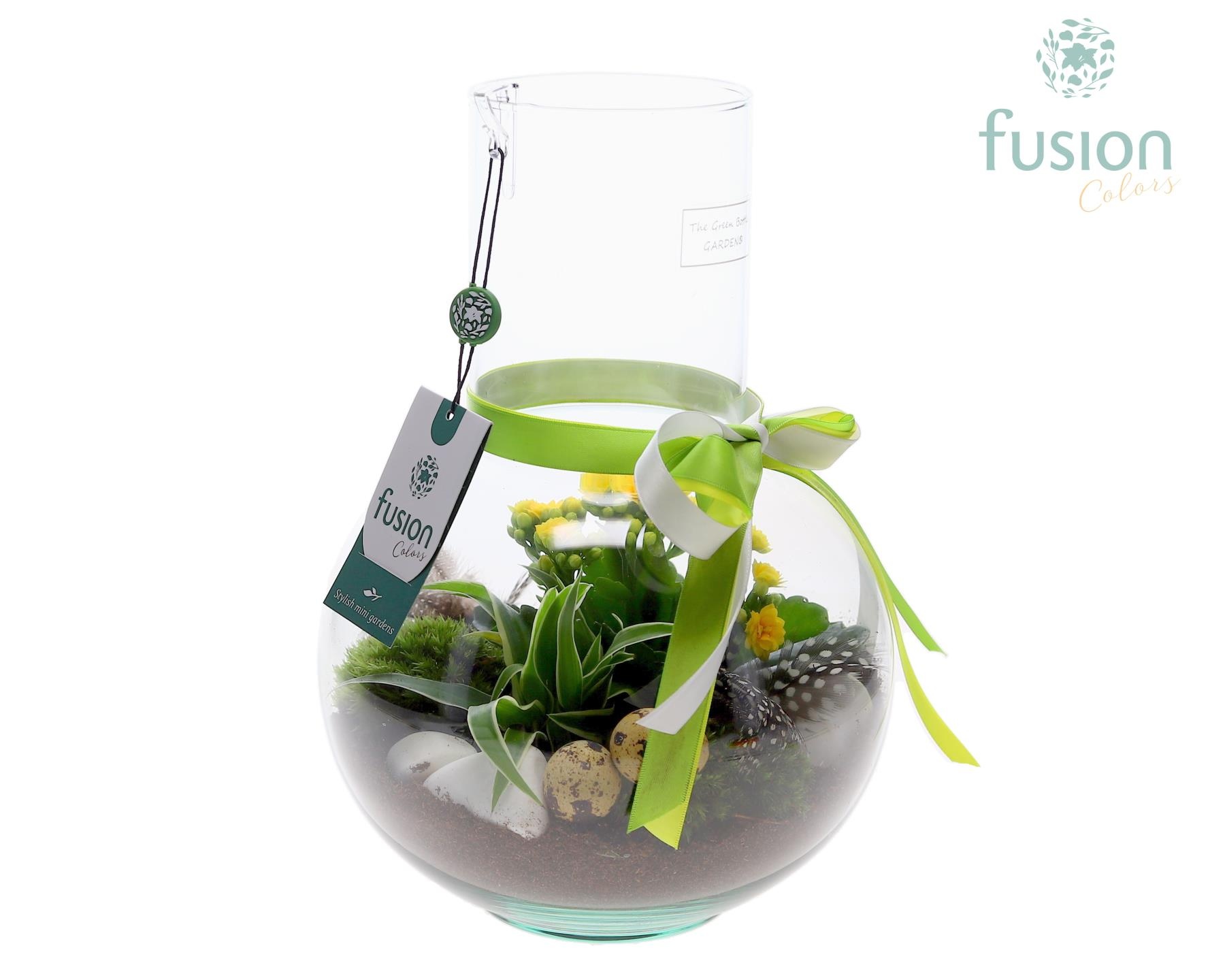 Green Bottle Suzanne Medium met Pasen arrangement, D 21