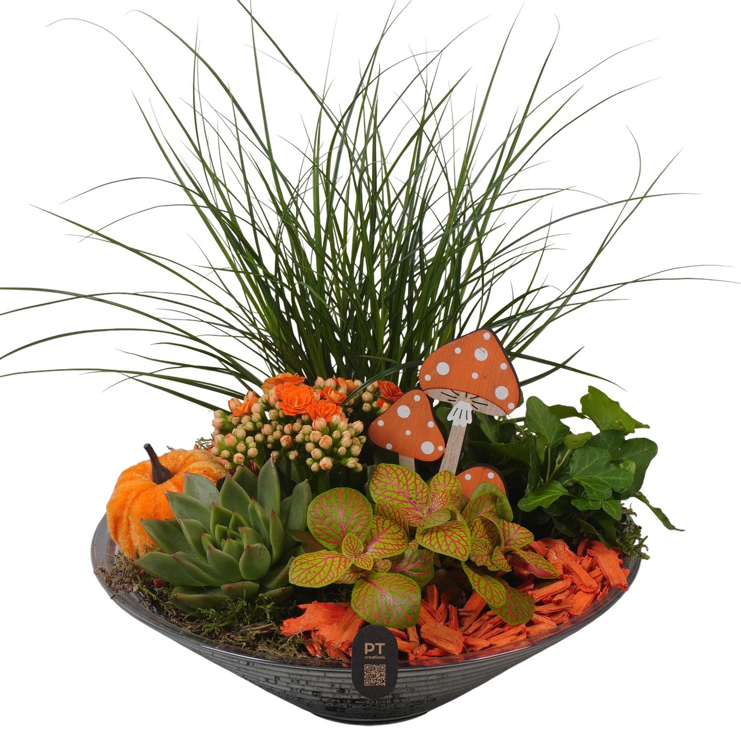 PTHG8268 Arrangement Autumn Glass in glas schaal, D 26