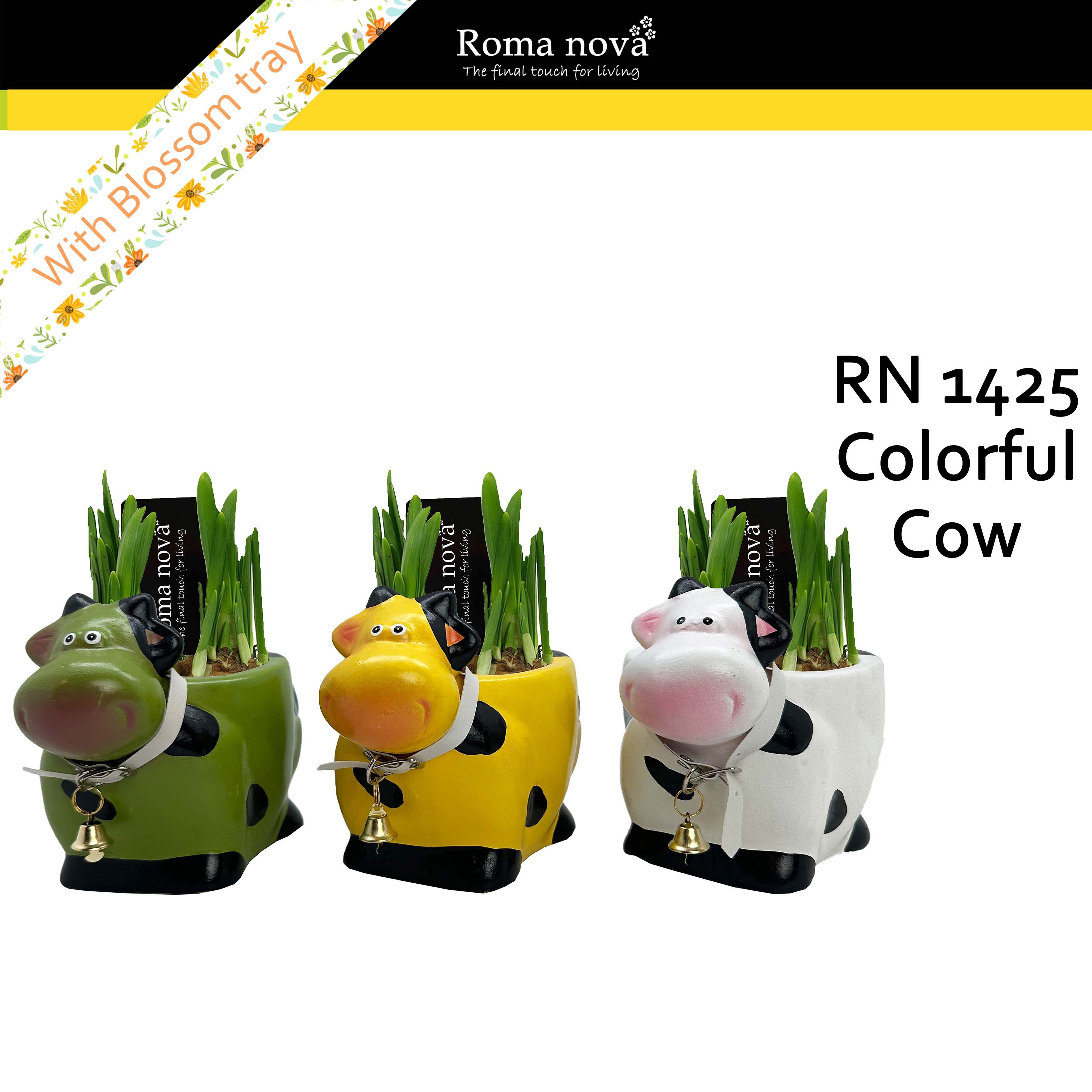 1425 - Colorful Cow (Tete a Tete), D 17 cm