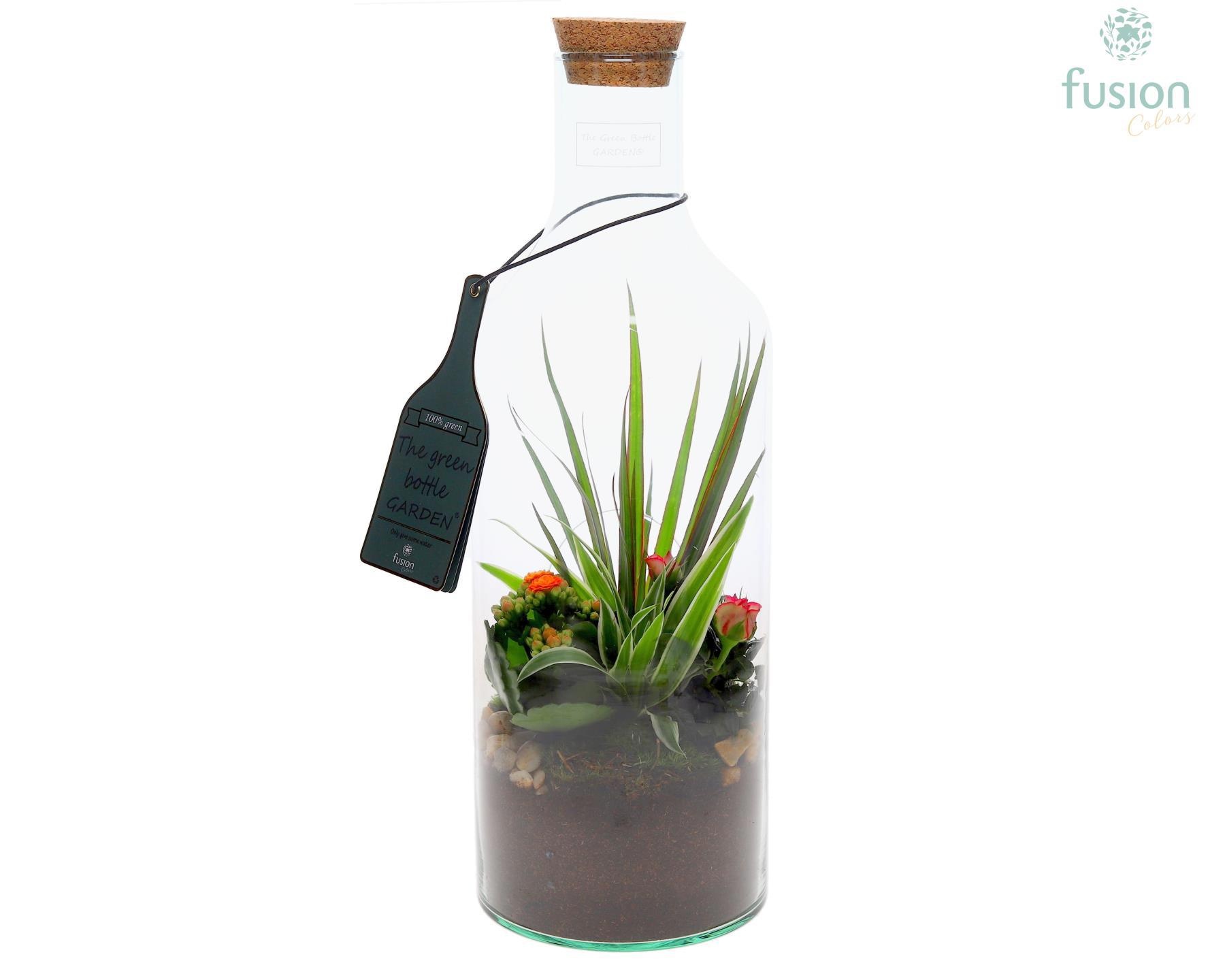 Green Bottle Fles Medium met Arrangement, D 15