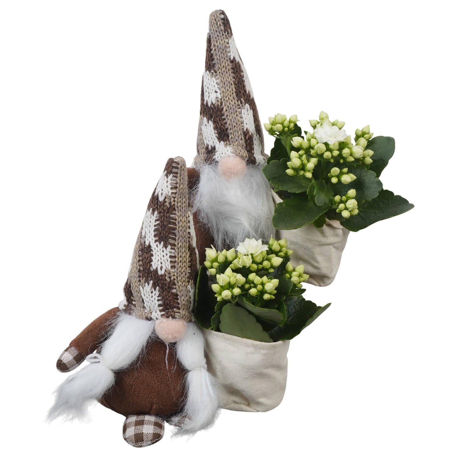 PTCHB9805 Arrangement Christmas Bronze in stoffen gnome, D 15 cm