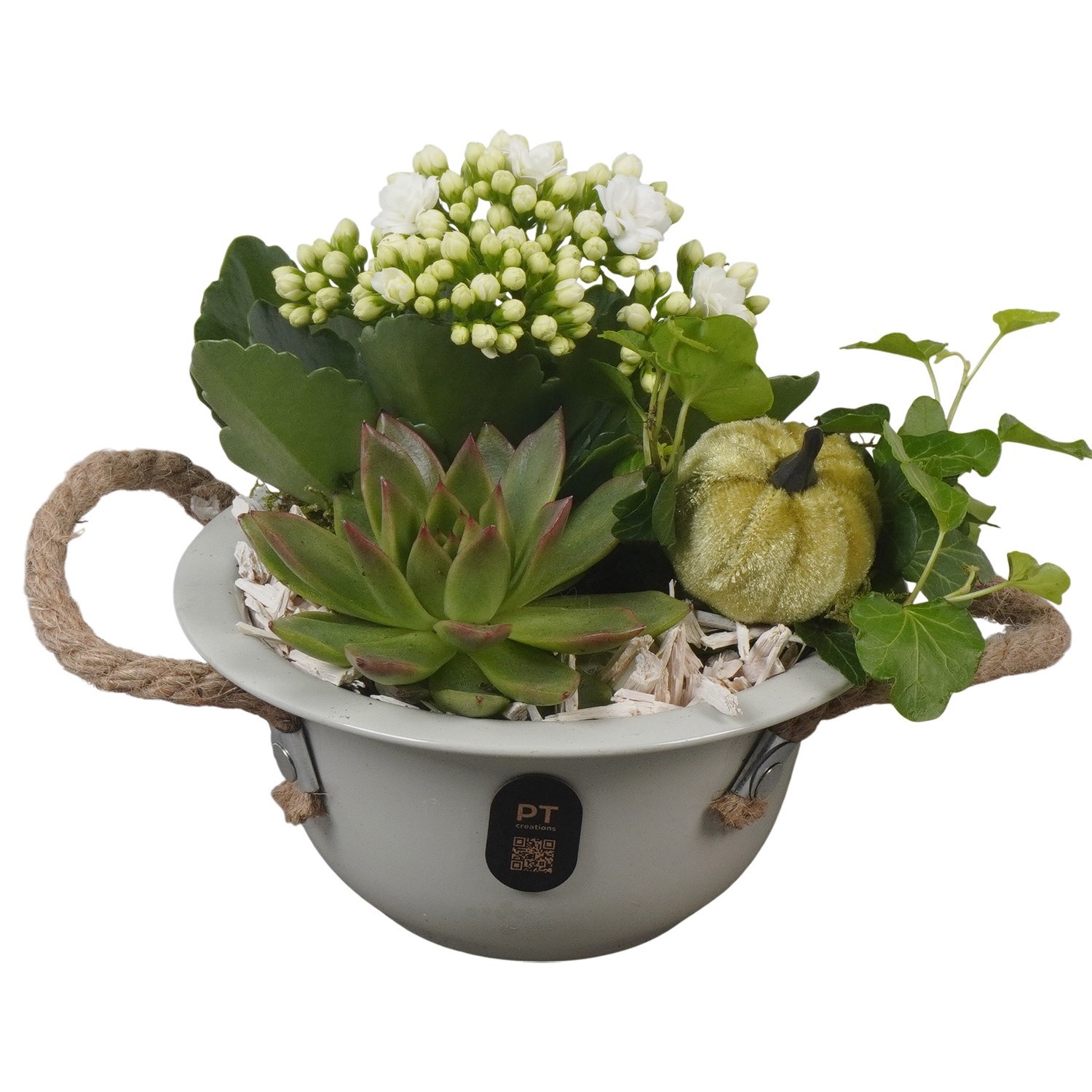 PTHI3376 Arrangement Autumn Indoor in metalen schaal, D 16