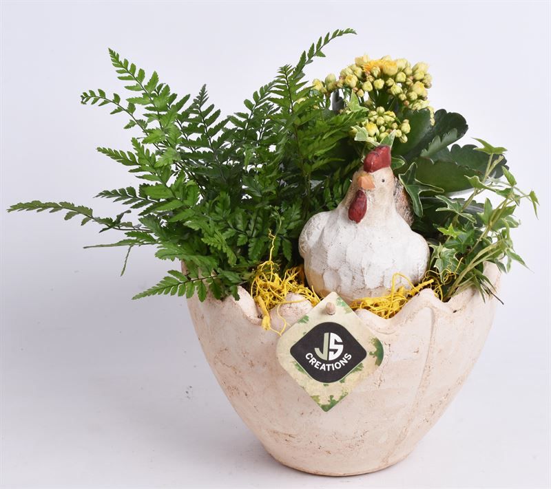 Cement schaal ei 18 cm creme, D 17