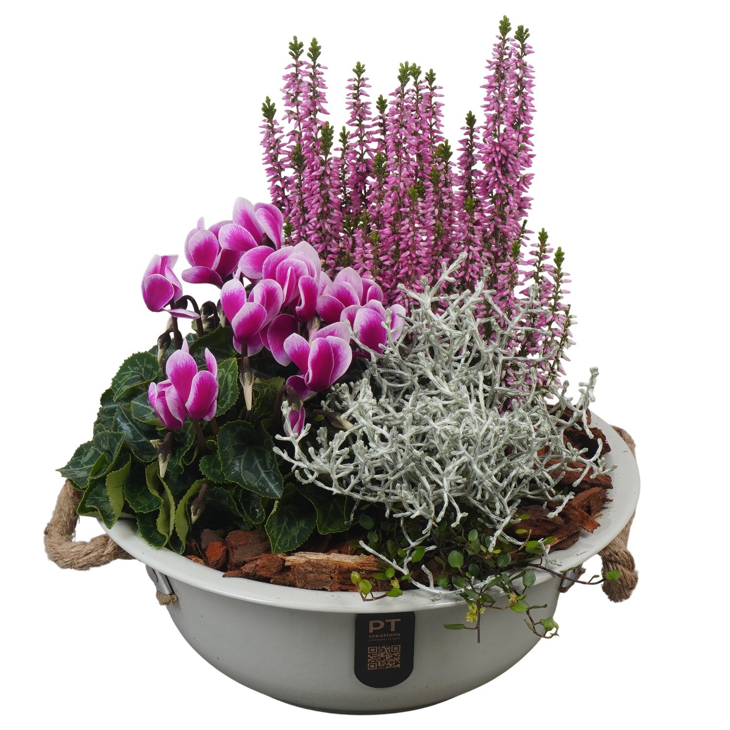 PTHO7576 Arrangement Autumn Outdoor in metalen schaal, D 24