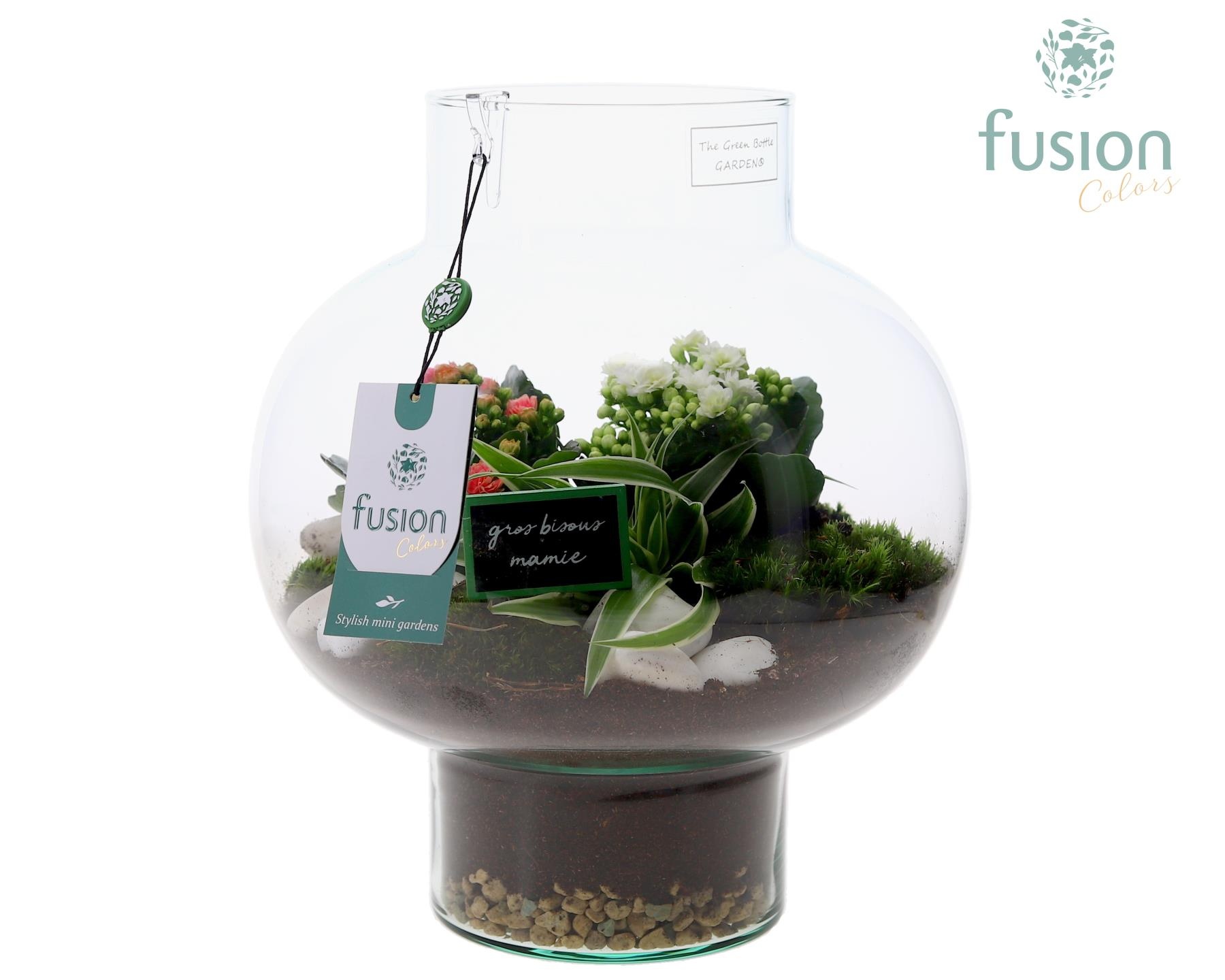 Green Bottle Laura Medium met Grootmoederdag arrangement, D 26