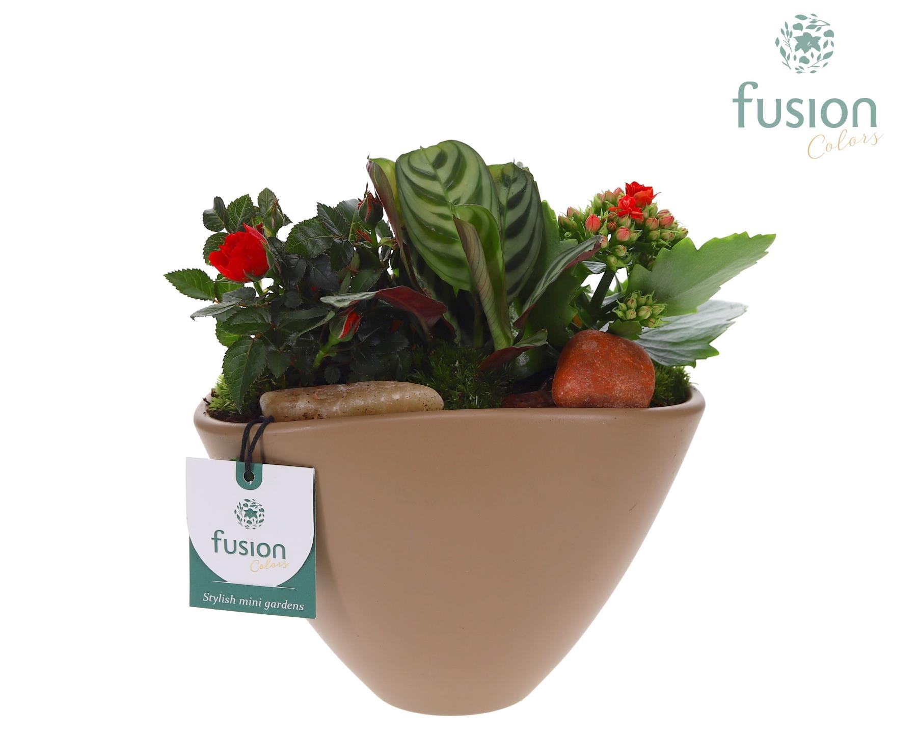 Pot keramiek Oval Medium beige Love met arrangement, D 18