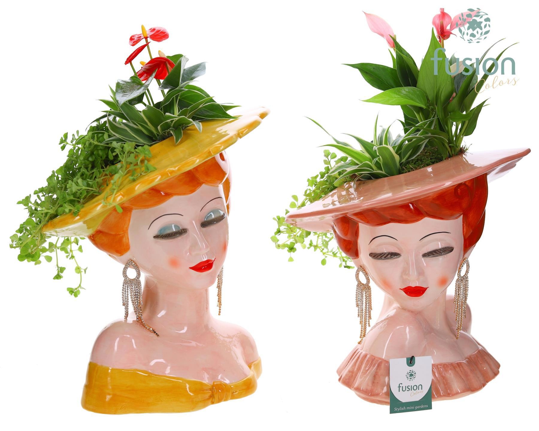 Keramiek Dames vase met Arrangement, D 29