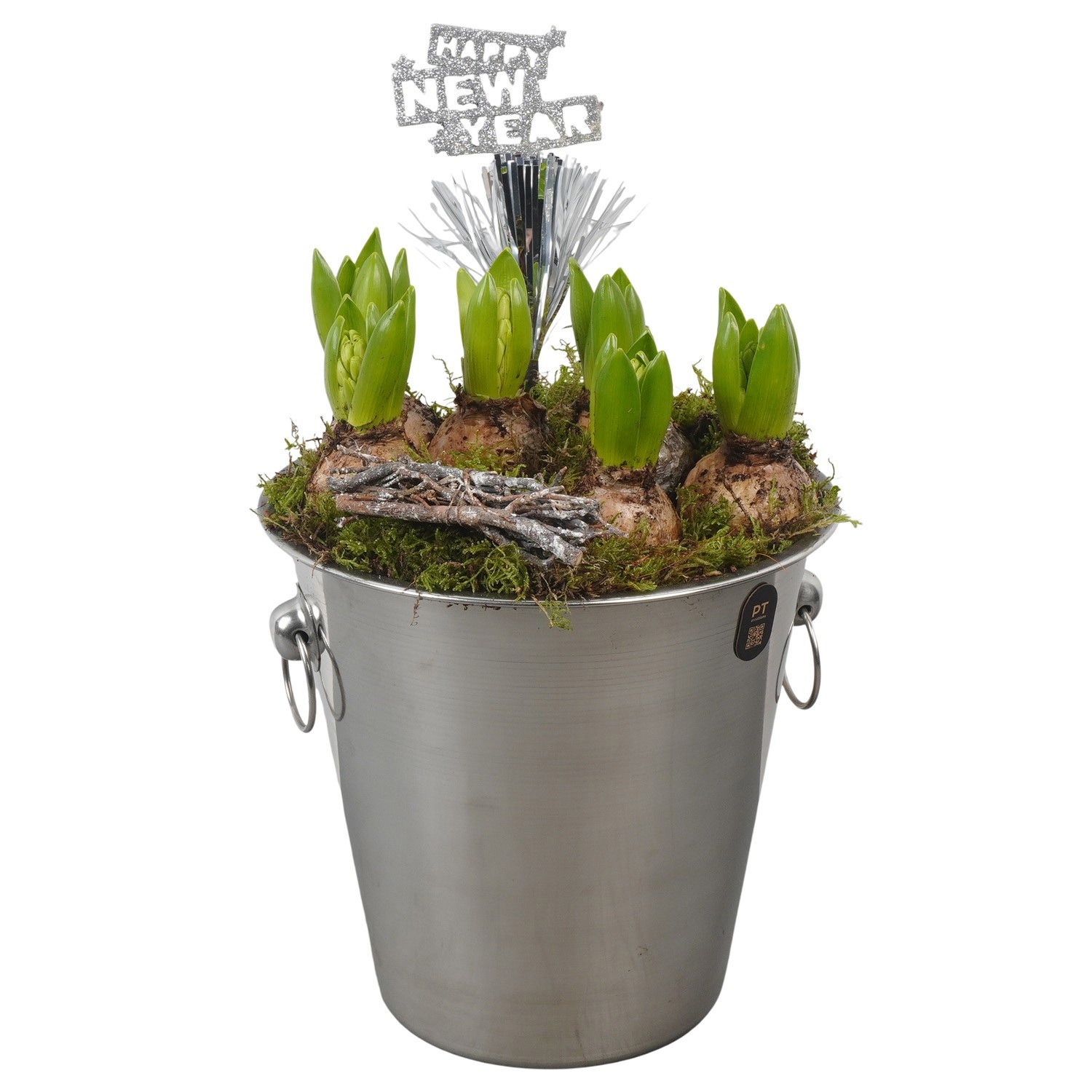 PTON6722 Arrangement New Year in metaal emmer, D 22