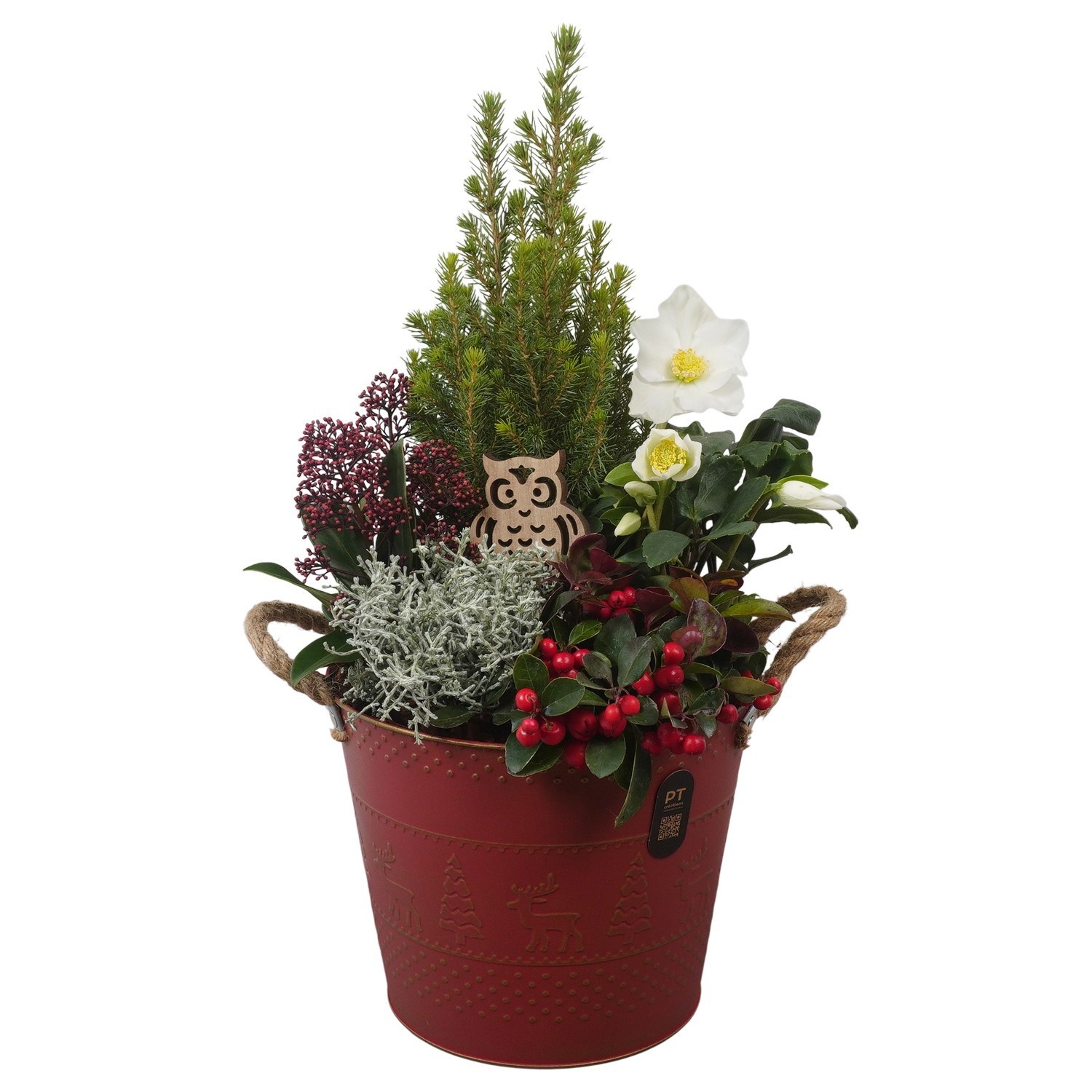 PTWO2885 Arrangement Winter Outdoor in metalen pot, D 24