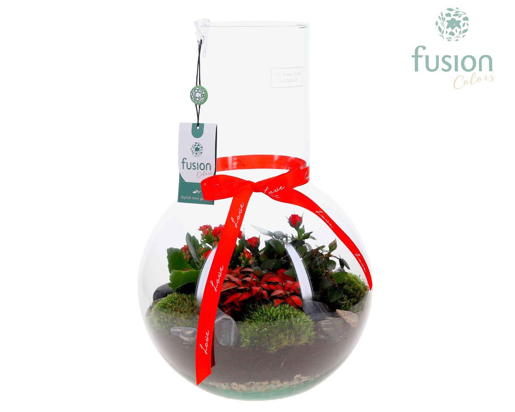 Green Bottle Suzanne Large met Love arrangement, D 26