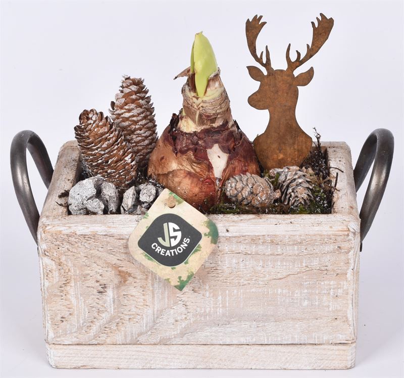 Hout rechthoek met handvat 20x13cm, D 20 cm