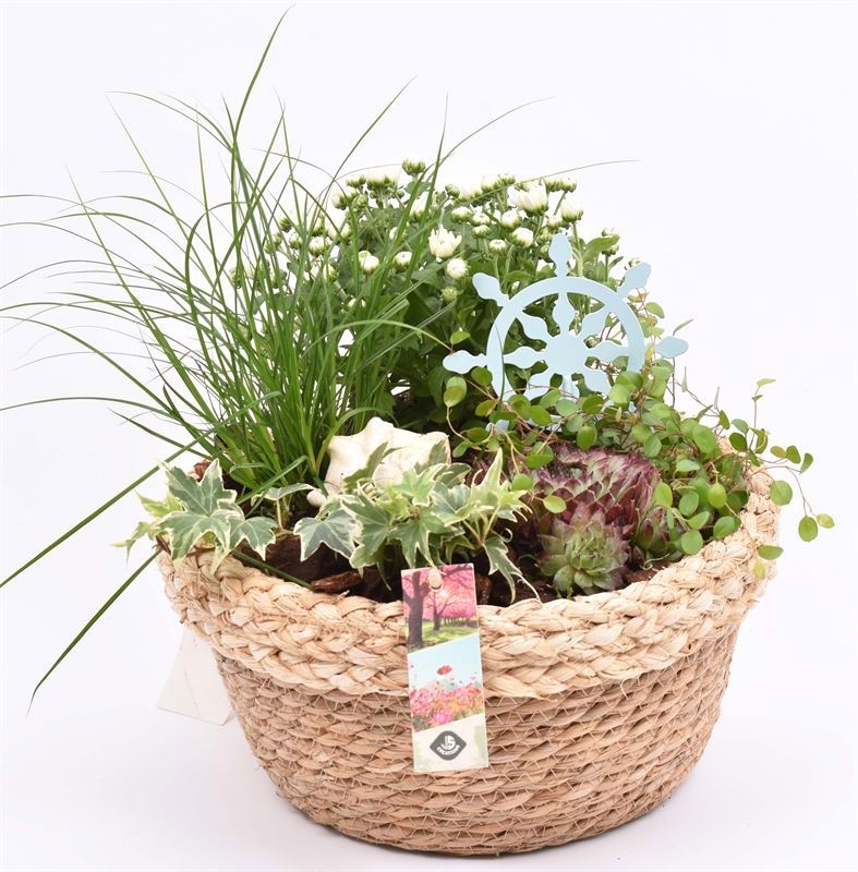 Jute mand met rand 28cm, D 28