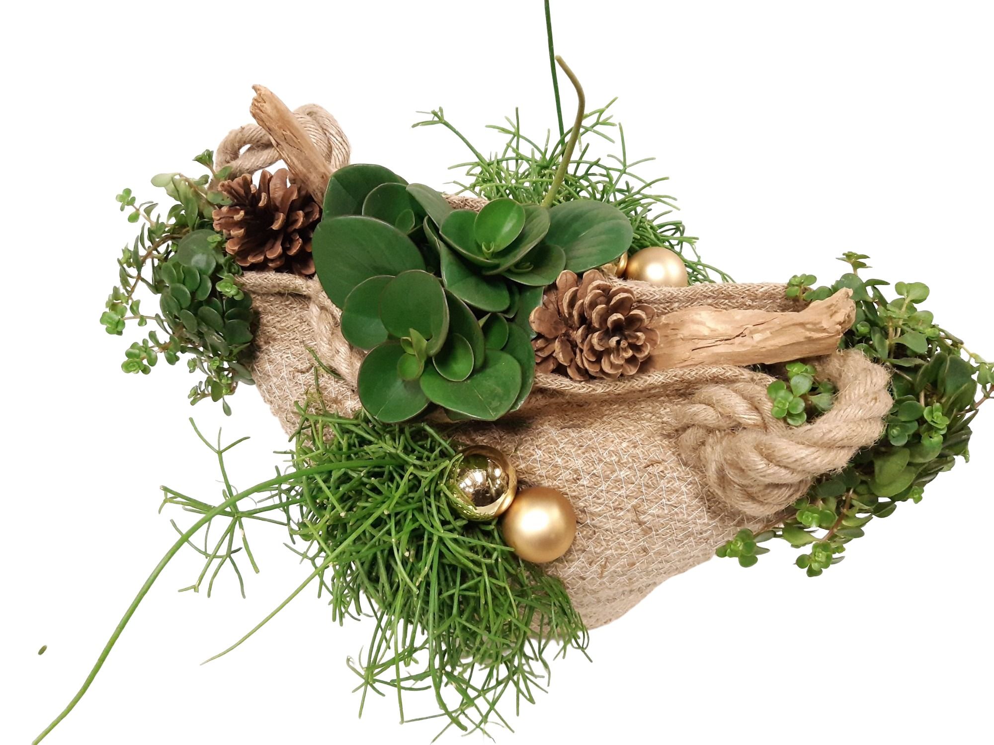 JMW40/32KST Jute mand wrapped D40/32 groenmix KERST, D 40 cm JMW40/32KST Jute mand wrapped D40/32 groenmix KERST, D 40 cm