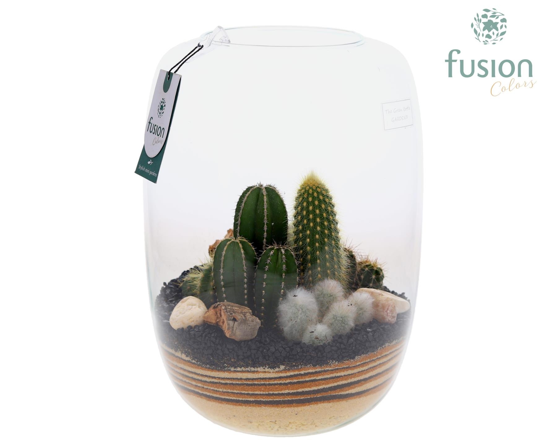 Green Bottle Isabella XLarge met zand arrangement, D 23