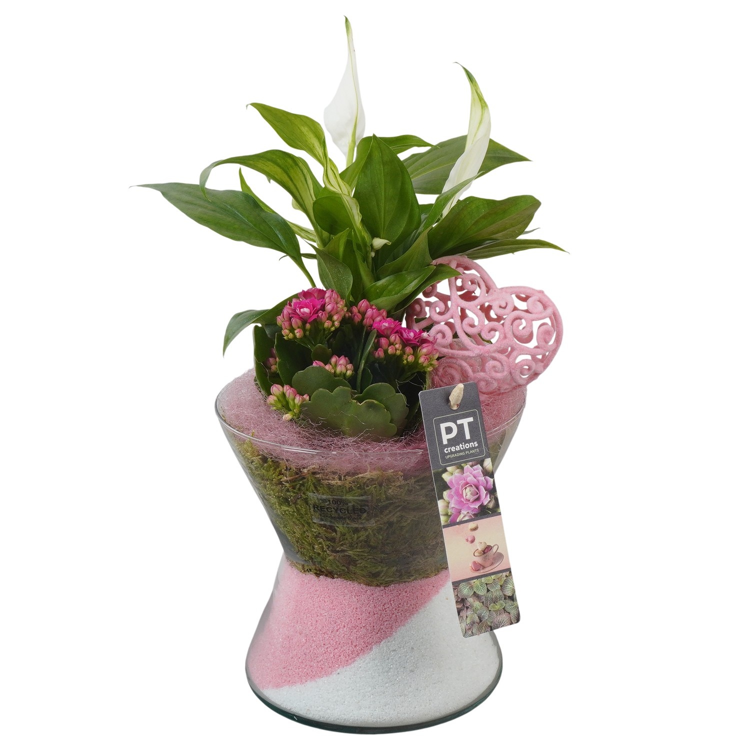 PTVMG4938 Arrangement Valentines-Mothersday in glas vaas, D 15