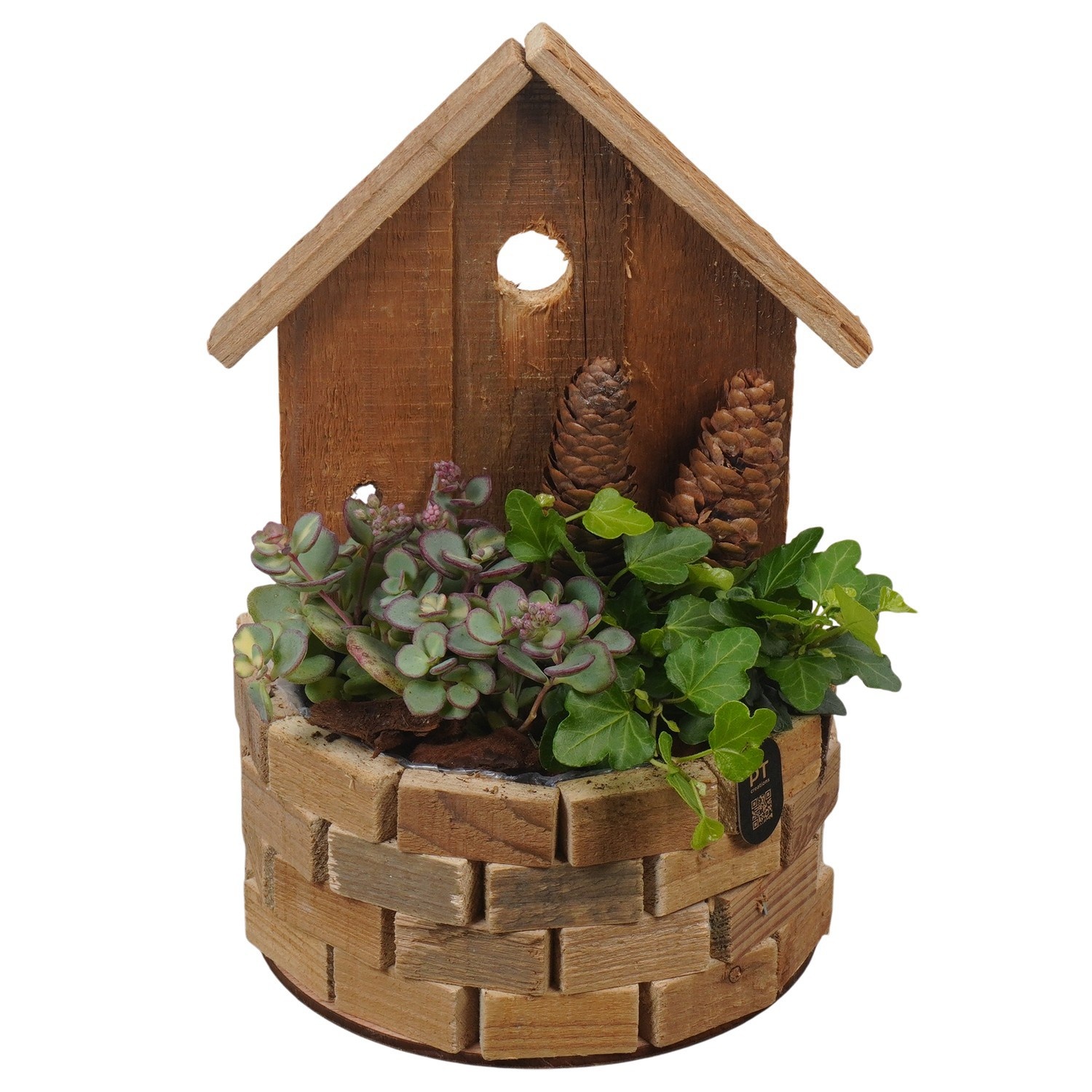 PTHO7654 Arrangement Autumn Outdoor in houten vogelhuis, D 16