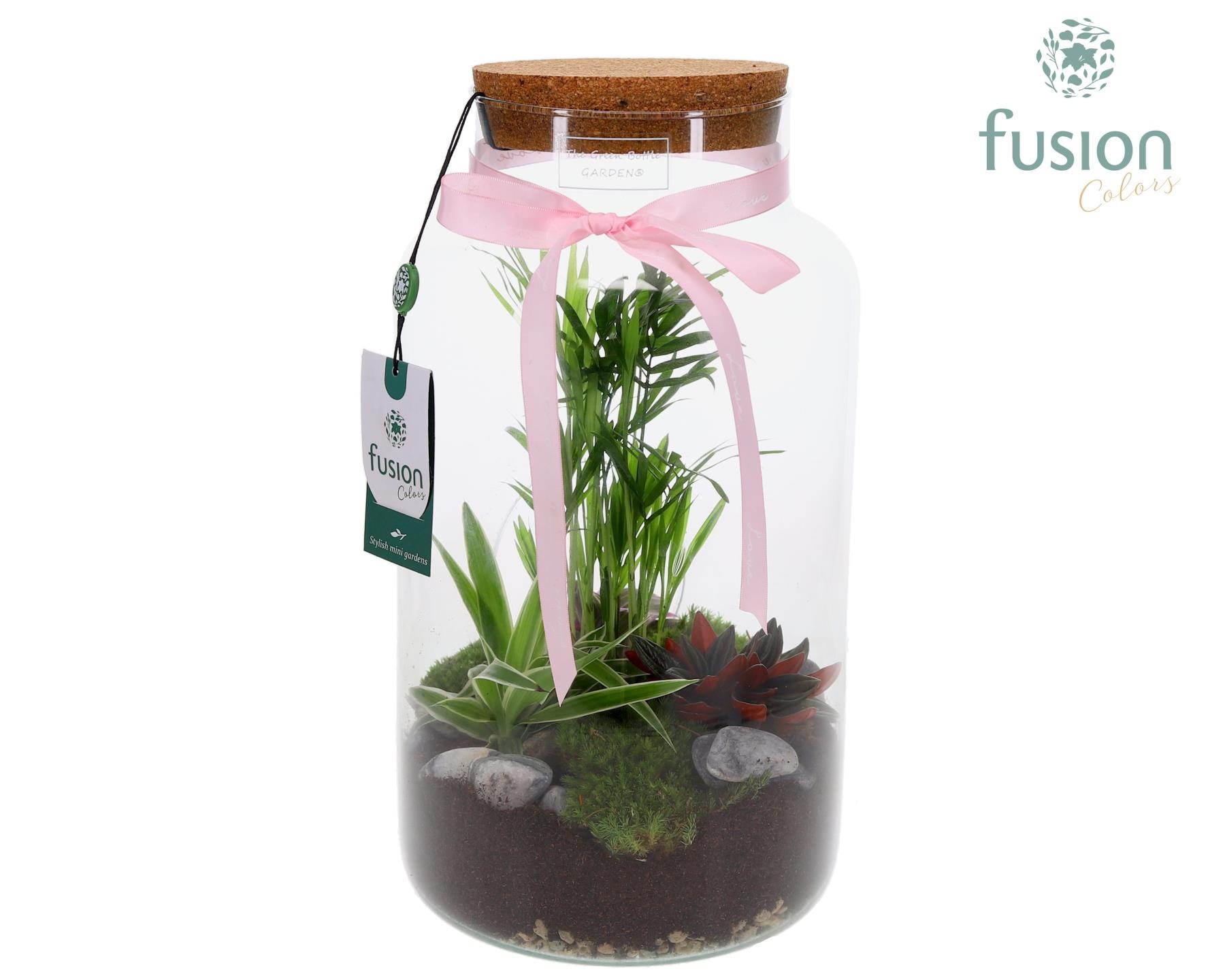 Green Bottle Pot Large Love met Arrangement, D 19