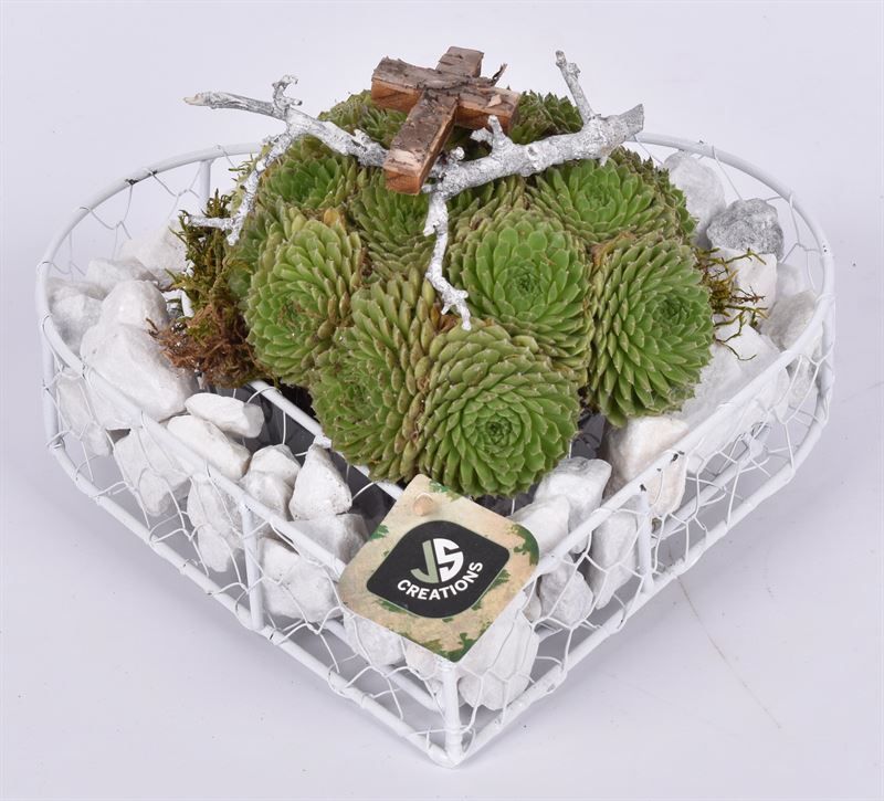 Metaal hart wit 24x24xm, D 24