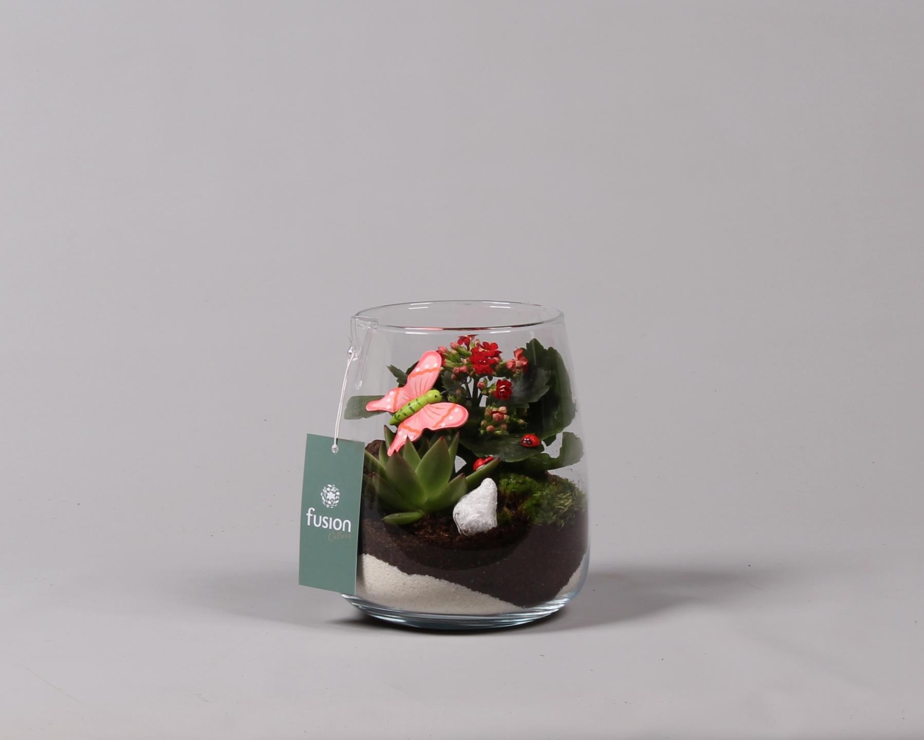 Glas alzada met arrangement en vlinders, D 15