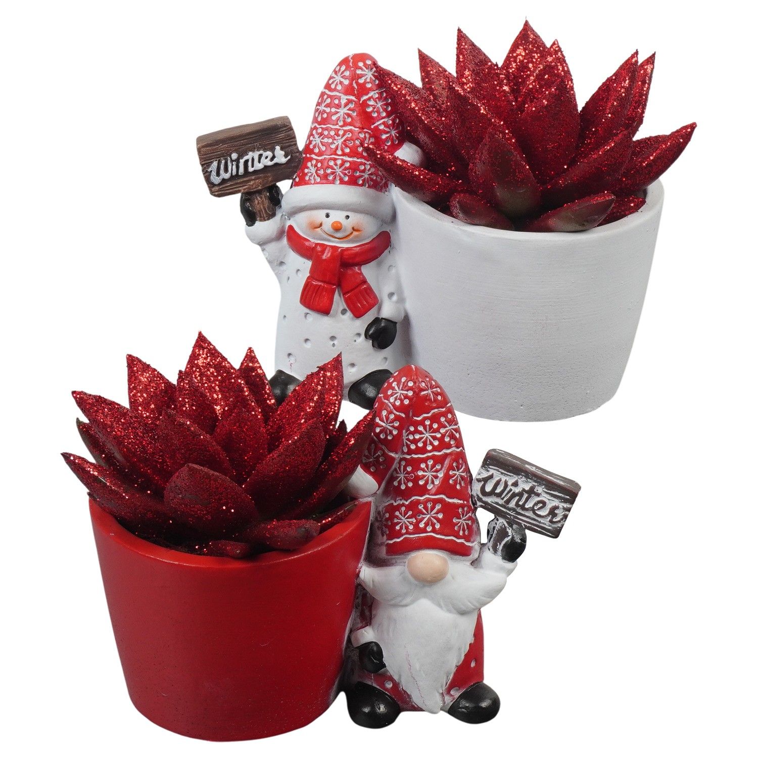 PTCHR7278 Arrangement Christmas Red in keramiek pot, D 12 cm