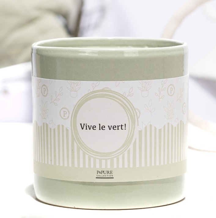 P&P ceramics green met VIVE LE VERT! cadeau wikkel, D 13