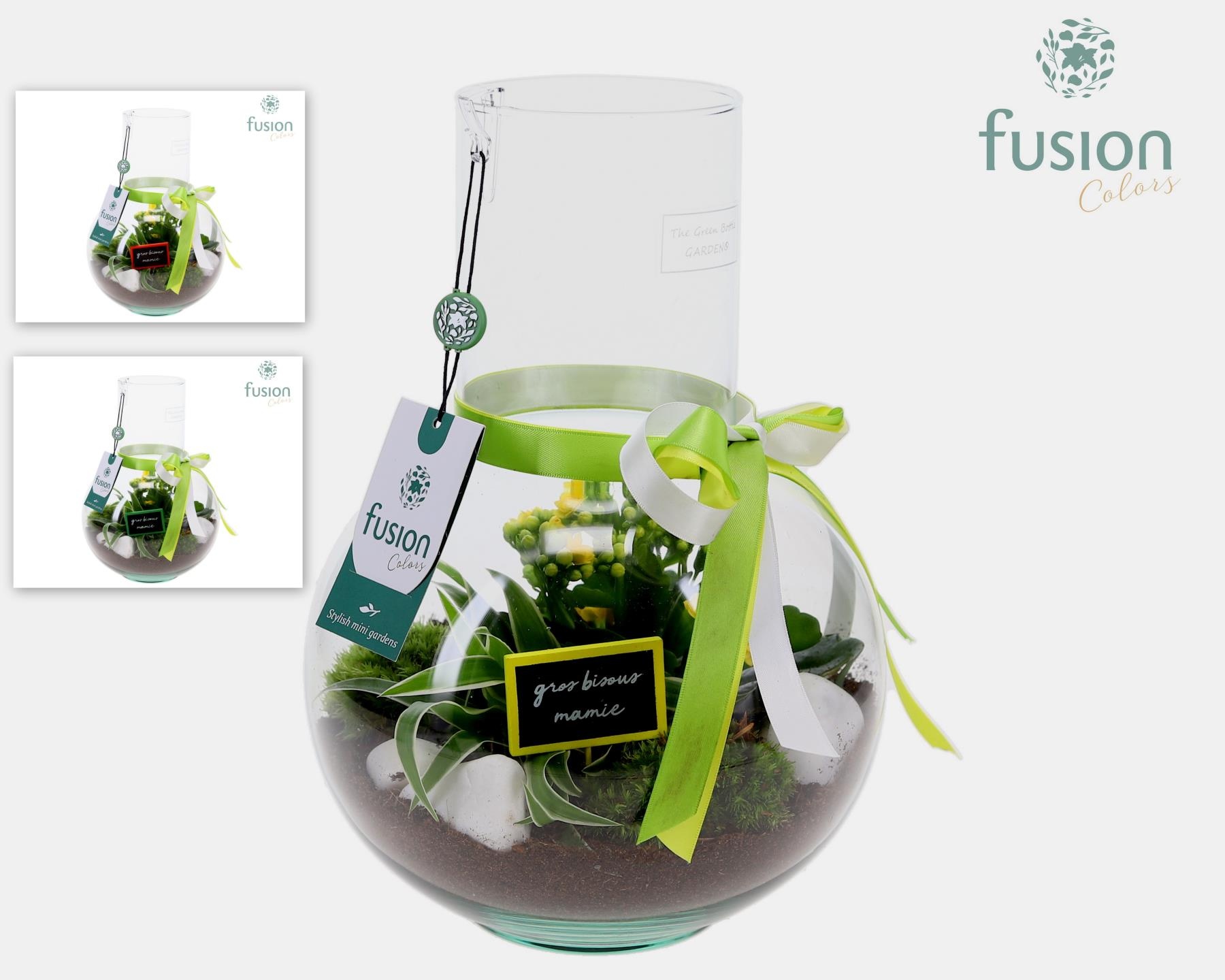 Green Bottle Suzanne Medium met Grootmoederdag arrangement, D 21