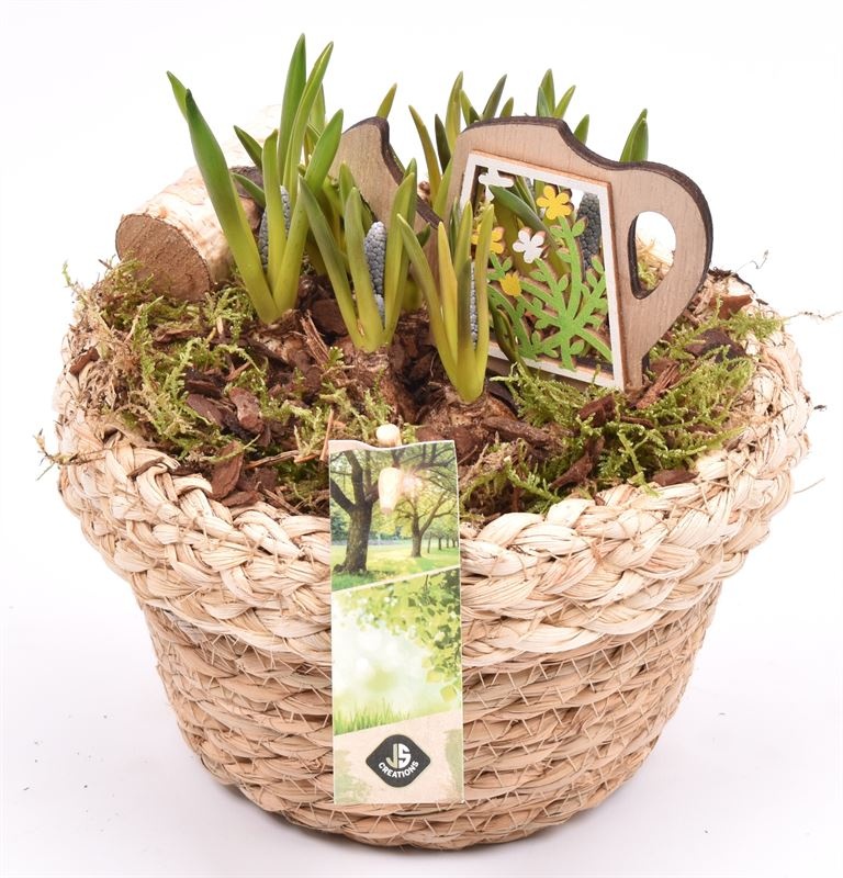 Jute mand met rand 18cm, D 18