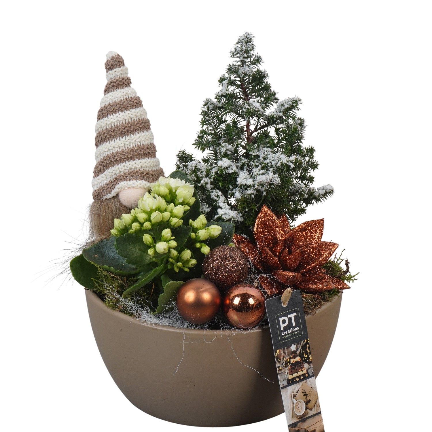 PTCHB9732 Arrangement Christmas Bronze in keramiek schaal, D 18 cm