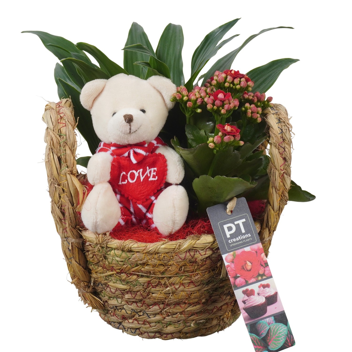 PTVMB2340 Arrangement Valentines-Mothersday in riet mand, D 15