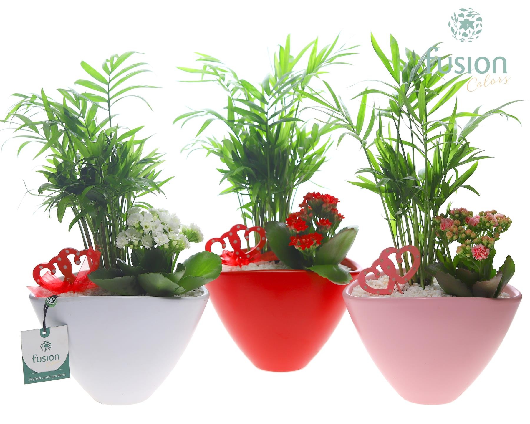 Pot keramiek ovaal Medium Love met Arrangement, D 18 cm