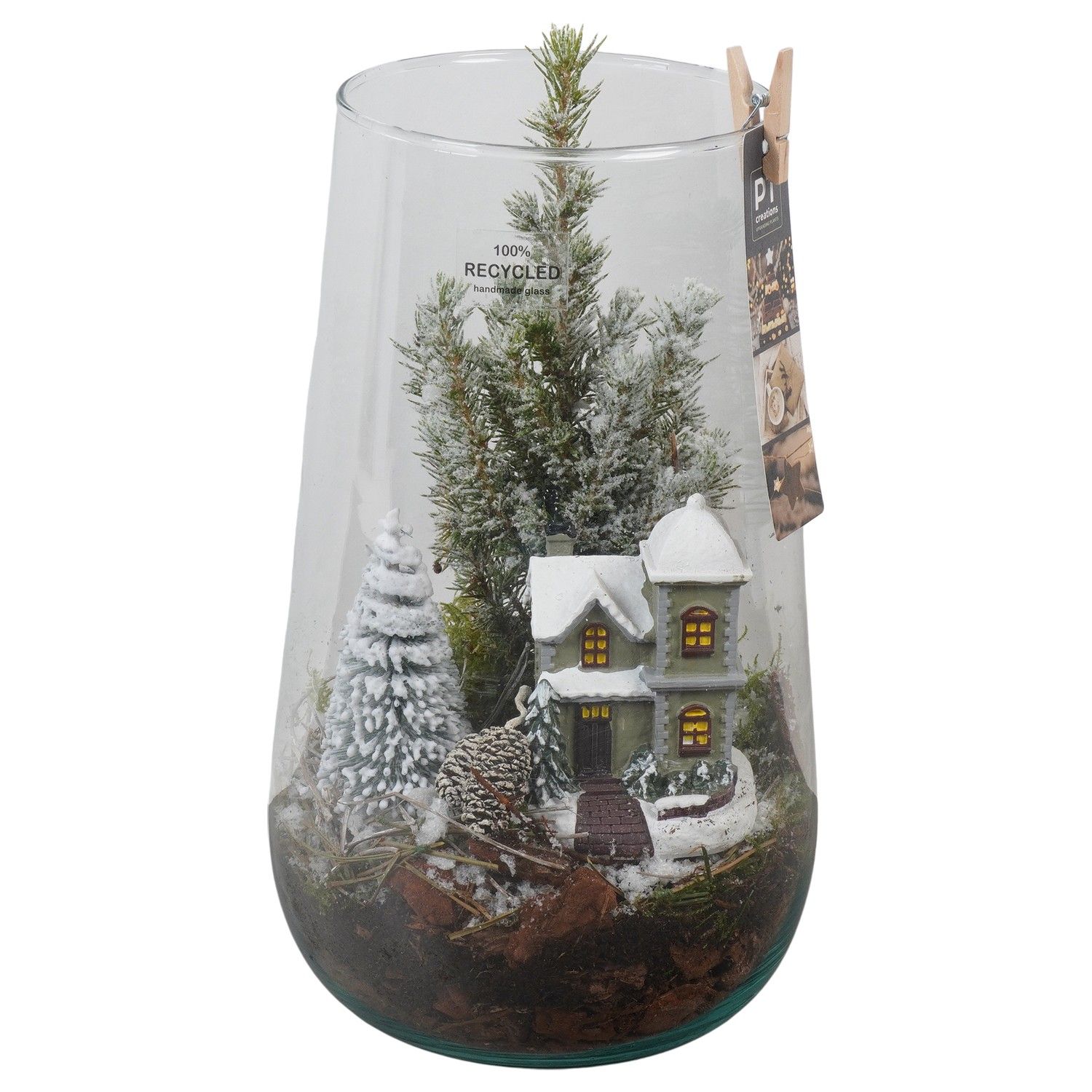 PTCWW6847 Arrangement Winter in glazen vaas, D 16 cm