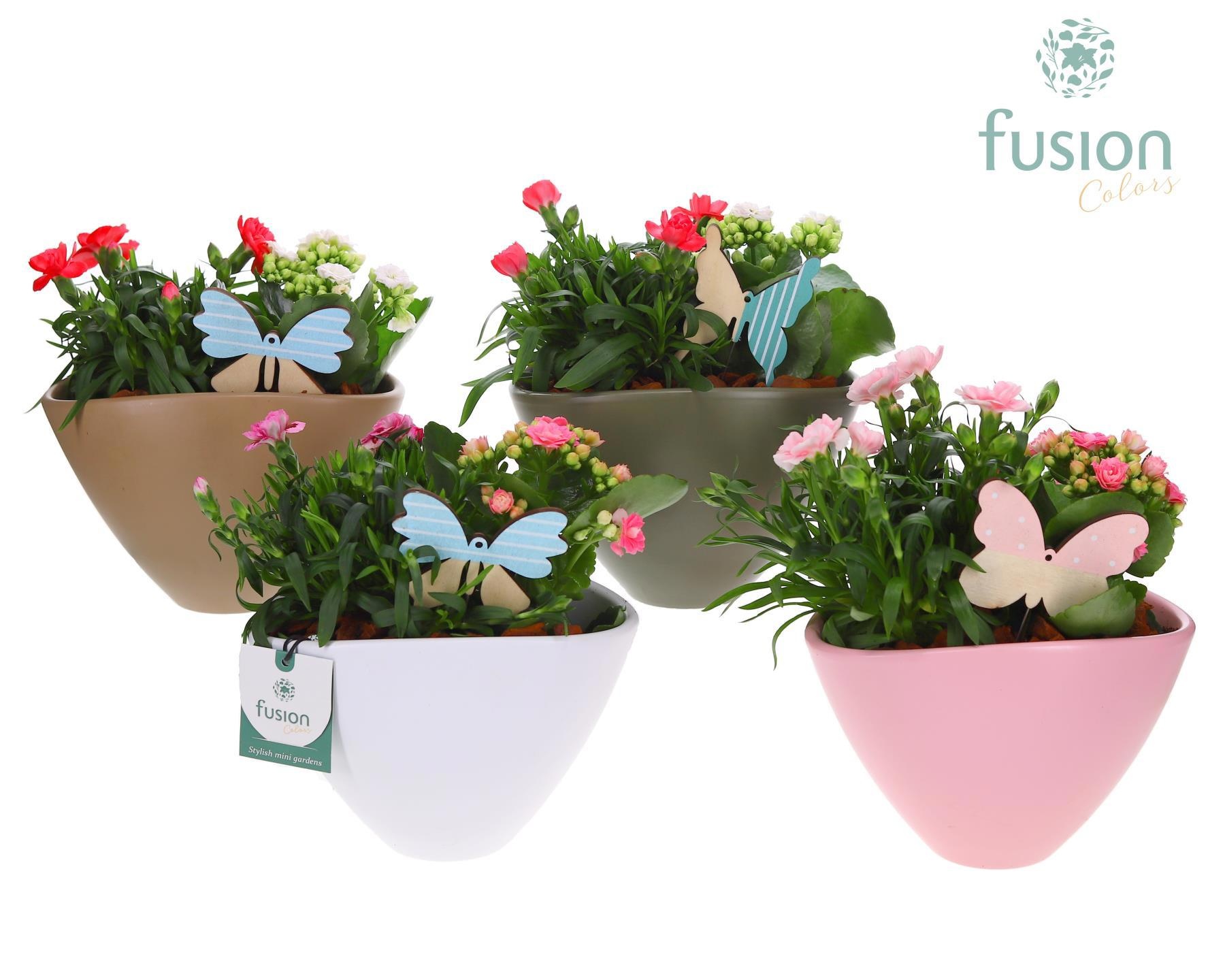 keramiek pot Oval met Arrangement voorjaar, D 19