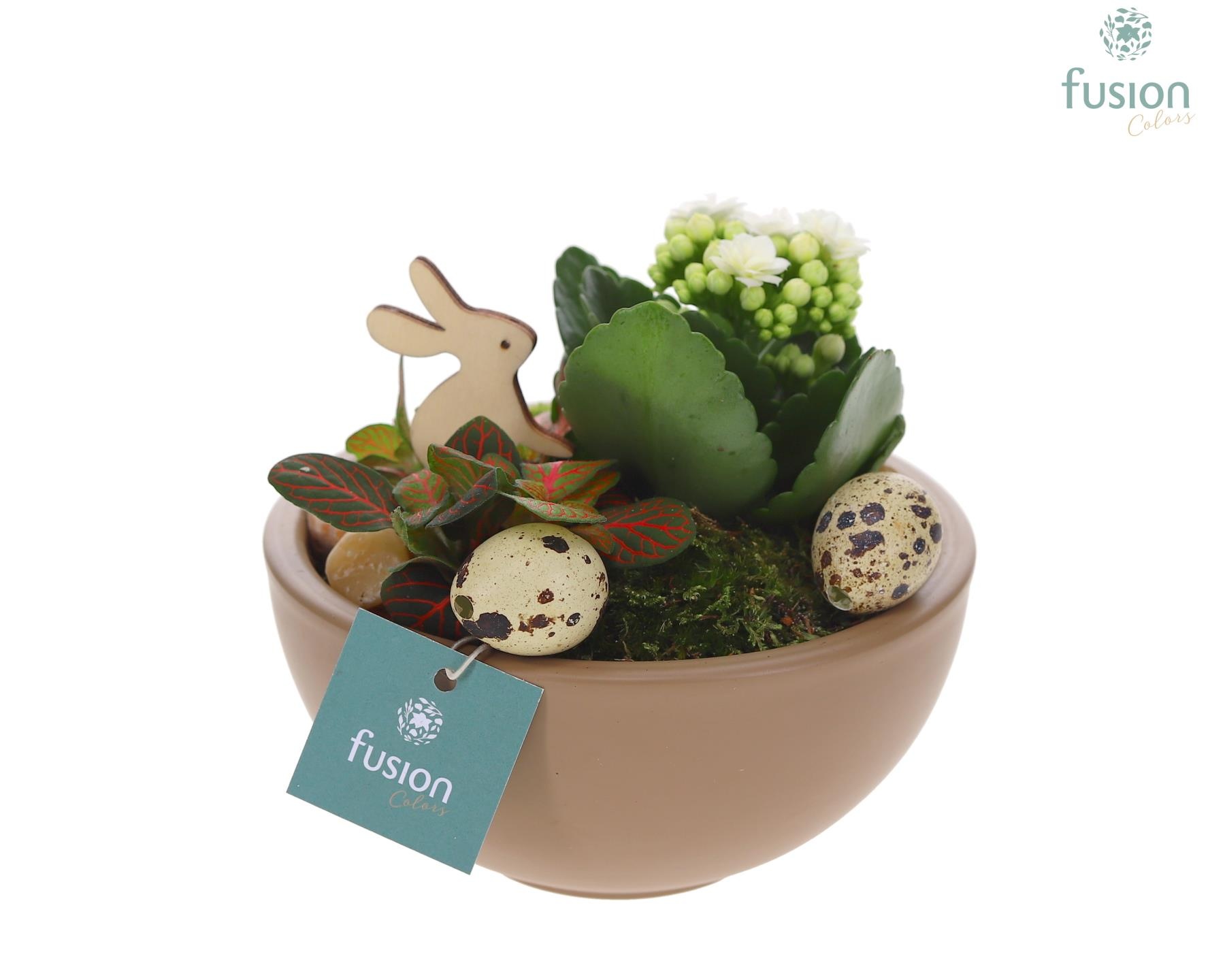 Schaal keramiek Moon Small beige Pasen met arrangement, D 15