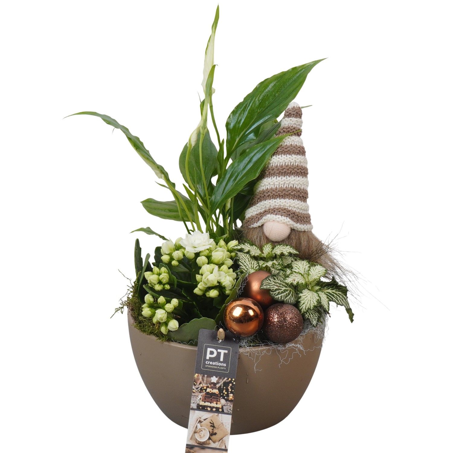 PTCHB9729 Arrangement Christmas Bronze in keramiek schaal, D 15 cm