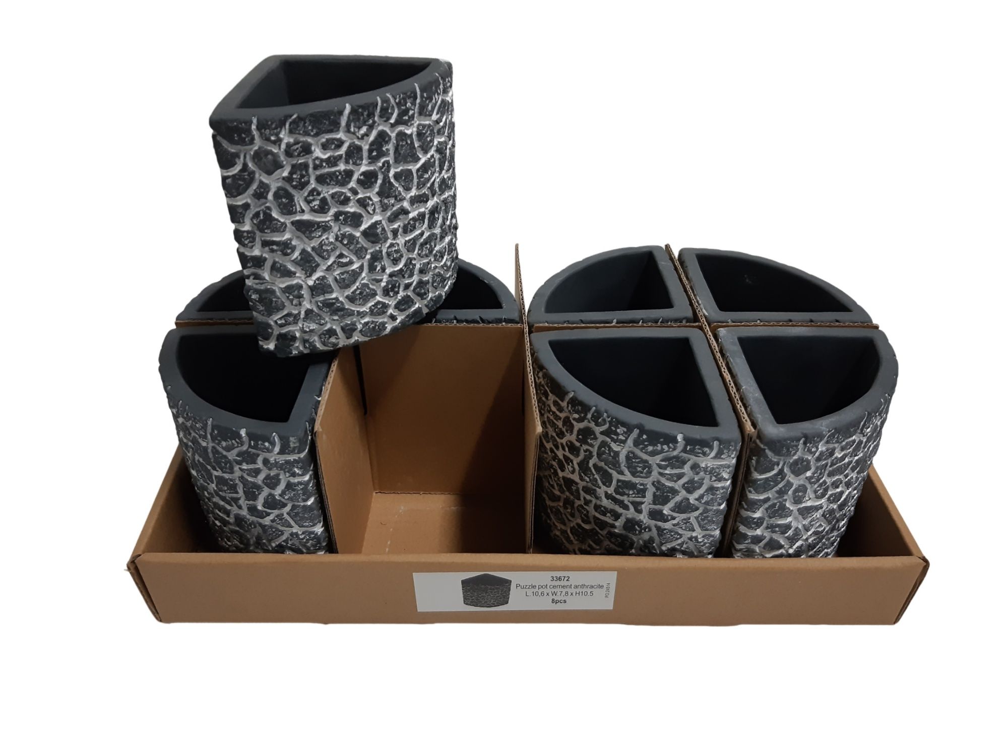 Puzzle Pots Medium 10,5x7,7xH10cm Antraciet, D 10