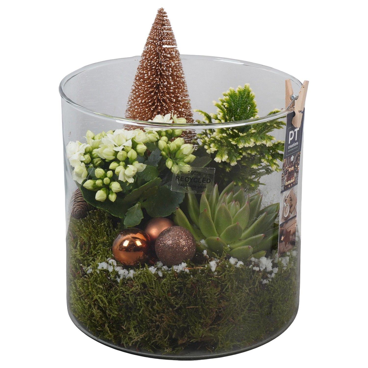 PTCHB9876 Arrangement Christmas Bronze in glazen pot, D 19 cm